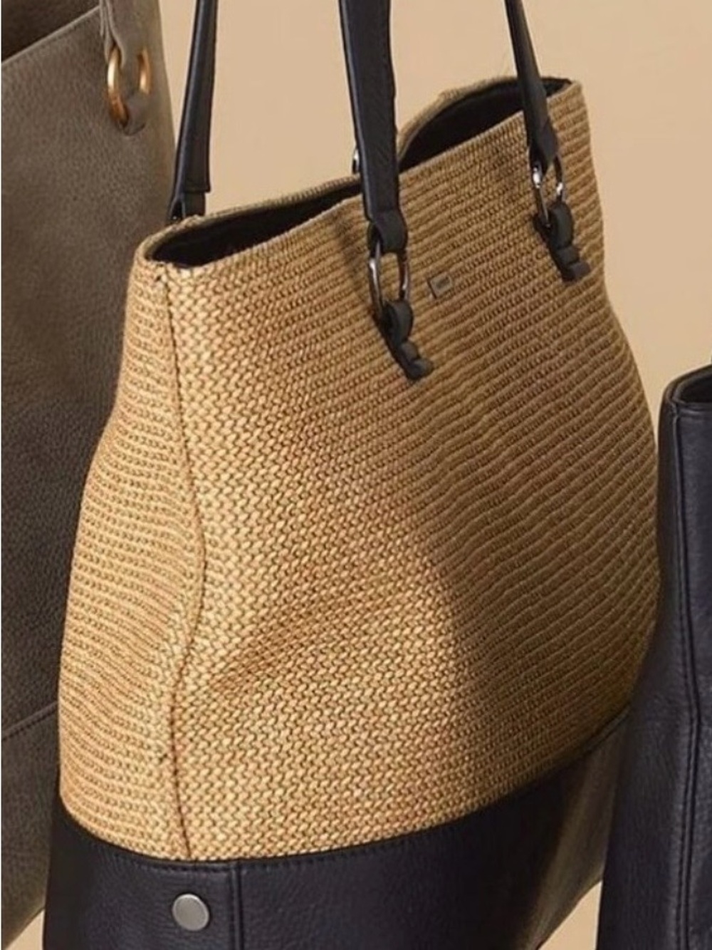 Hammitt Andersen Black and Natural Chaparral Raffia Tote - Picture 4 of 6